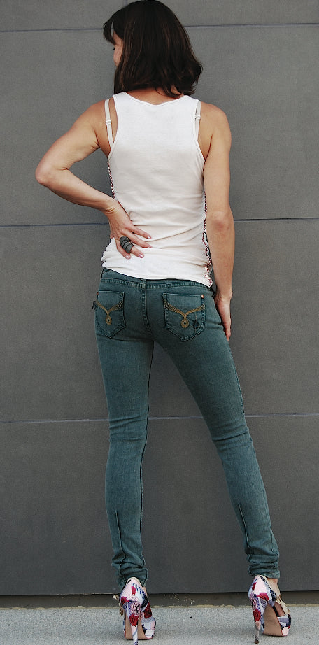 Color Skinny Jean's, Color Denim ( Green Color Skinny Fit Jean's )