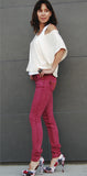 Color Skinny Jean's, Color Denim (Red Plum Color Skinny Fit Jean's)