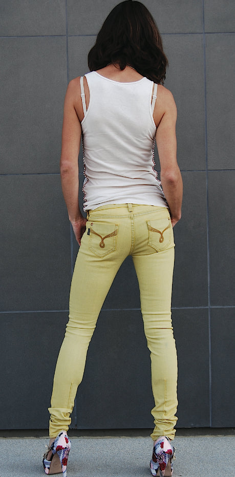 Color Skinny Jean's, Color Denim (Yellow Color Skinny Fit Jean's)